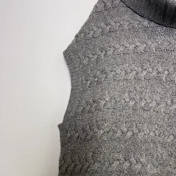 Banana Republic Women Turtleneck Sleeveless Sweater Lambswool Cotton Sz XL Gray - Picture 4 of 12